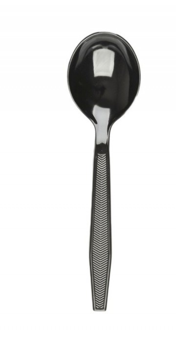 Disposable Palstic Heavy weight soup spoon, PS, black