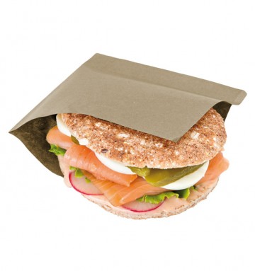 Two sides open paper bag for burgers, sandwiches and kebabs